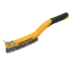 Roughneck Stainless Steel Wire Brush Soft Grip with Scraper 355mm (14in) - 3 Row