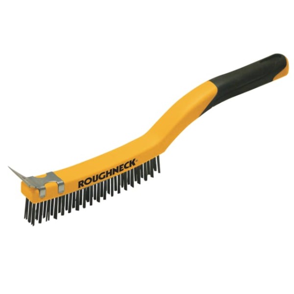 Roughneck Stainless Steel Wire Brush Soft Grip with Scraper 355mm (14in) - 3 Row Roughneck Stainless Steel Wire Brush Soft Grip with Scraper 355mm (14in) - 3 Row
