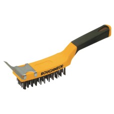 Roughneck Carbon Steel Wire Brush Soft Grip with Scraper 300mm (12in) - 4 Row