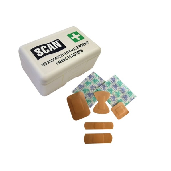 Scan Hypoallergenic Fabric Plasters 100 Assorted Scan Hypoallergenic Fabric Plasters 100 Assorted