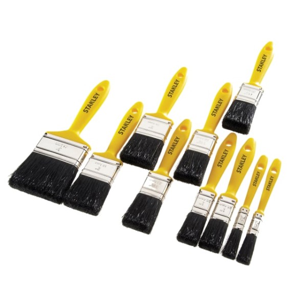 Stanley Hobby Paint Brush Set of 10 12(2), 25(2), 38(3), 50(2) & 75mm Stanley Hobby Paint Brush Set of 10 12(2), 25(2), 38(3), 50(2) & 75mm