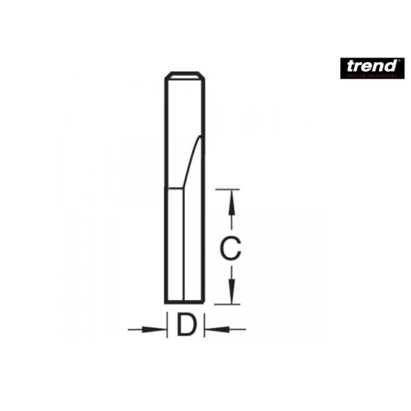 Trend S3/22 x 1/4 Solid Two Flute Cutter 6.3mm x 25mm Trend S3/22 x 1/4 Solid Two Flute Cutter 6.3mm x 25mm