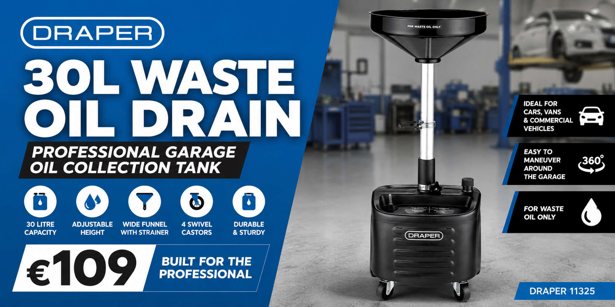 Draper 30L Waste Oil Drain
