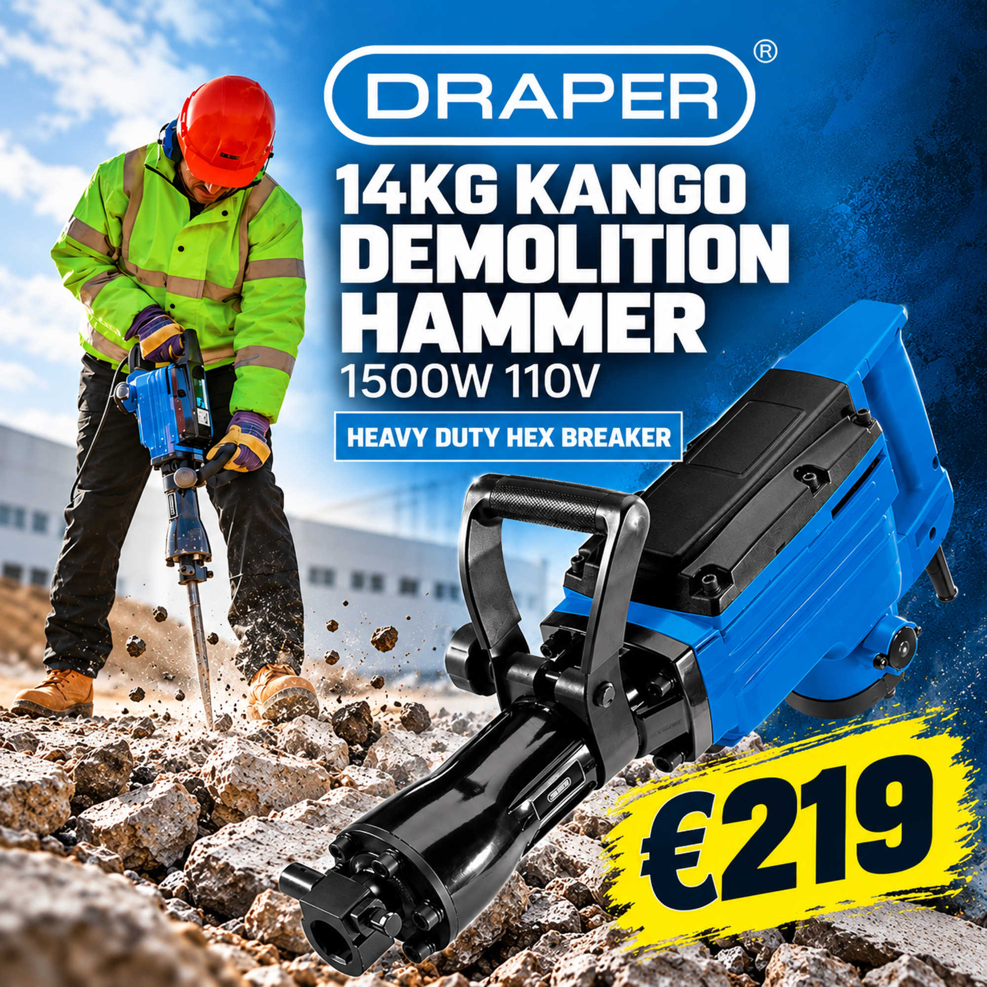 Draper 14kg Kango Demolition Hammer 1500W 110V