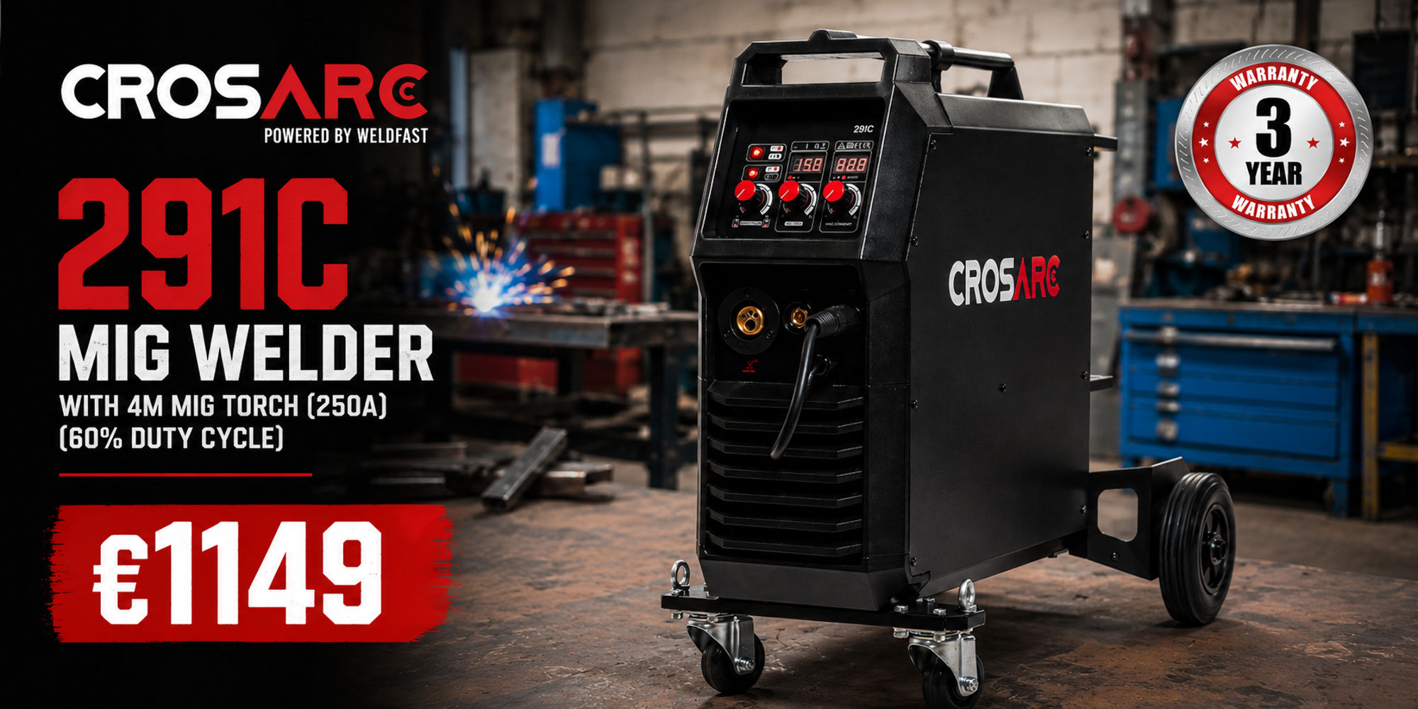 Cros Arc 291C MIG Welder With 4m MIG Torch