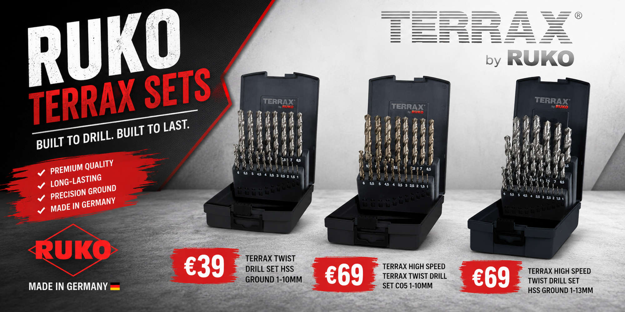 RUKO Terrax Twist Drill Sets