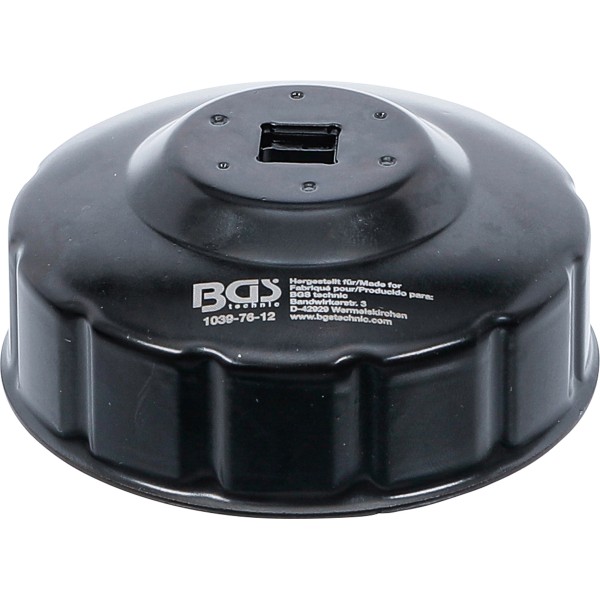 BGS Technic Oil Filter Wrench | 12-point | Ø 76 mm | for Fiat, Mercedes-Benz, Renault