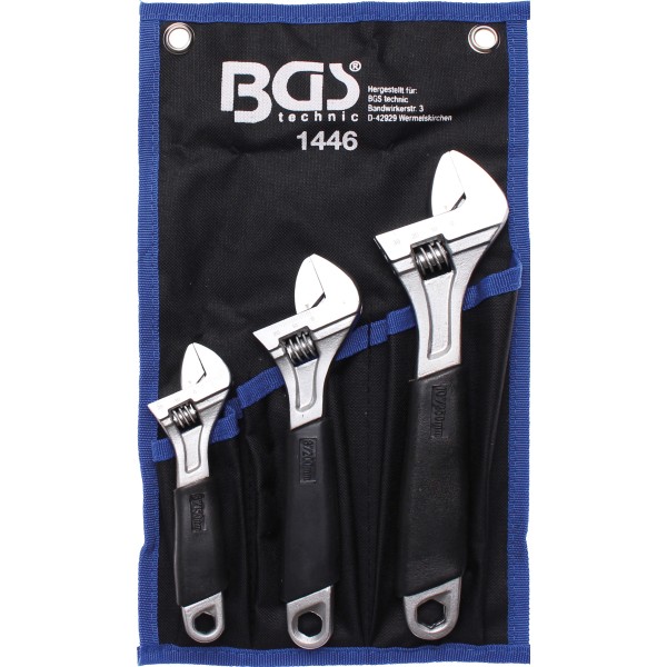 BGS Technic Adjustable Wrench with Soft Rubber Handle | 3 pcs. BGS Technic Adjustable Wrench with Soft Rubber Handle | 3 pcs.