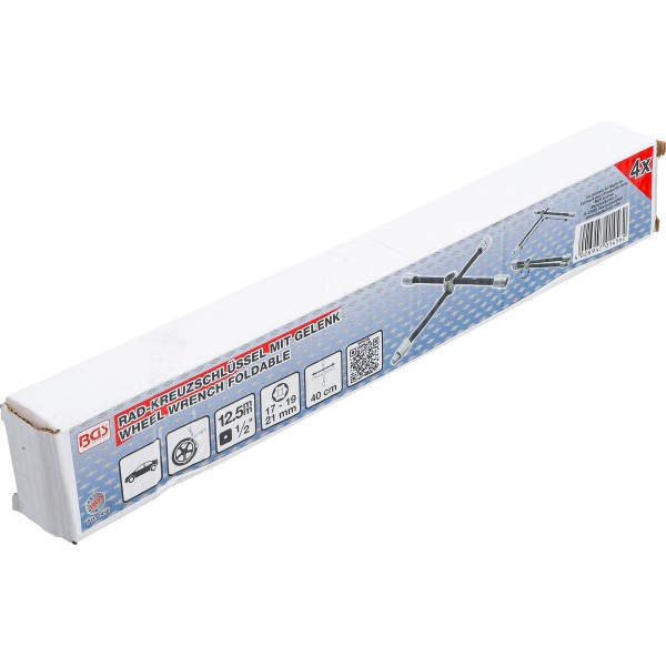 BGS Technic Wheel Wrench, foldable | for Cars | Square | 17 x 19 x 21 x 12.5 mm (1/2 BGS Technic Wheel Wrench, foldable | for Cars | Square | 17 x 19 x 21 x 12.5 mm (1/2