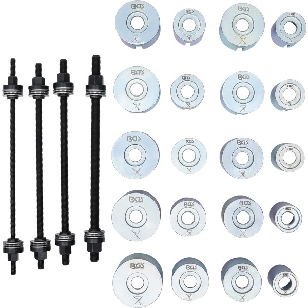 BGS Technic Pull and Press Sleeve Kit | with 4 Spindles | 24 pcs. BGS Technic Pull and Press Sleeve Kit | with 4 Spindles | 24 pcs.