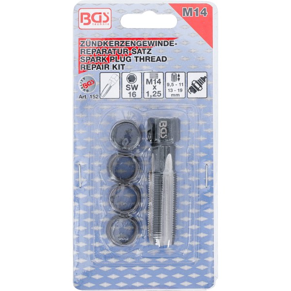 BGS Technic Repair Kit for Spark Plug Threads | M14 x 1.25 mm | 5 pcs. BGS Technic Repair Kit for Spark Plug Threads | M14 x 1.25 mm | 5 pcs.