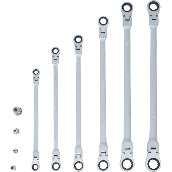 BGS Technic Double Swivel Head Ratchet Wrench Set | 8 - 19 mm | 10 pcs. BGS Technic Double Swivel Head Ratchet Wrench Set | 8 - 19 mm | 10 pcs.
