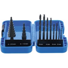 BGS Technic Step Drill and Twist Drill Set | 4 - 12 / 4 - 20 mm | 2 - 5 mm | 10 pcs.