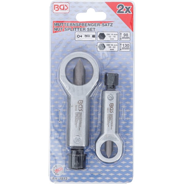 BGS Technic Nut Splitter Set | 12 - 16 mm / 16 - 22 mm | 2 pcs. BGS Technic Nut Splitter Set | 12 - 16 mm / 16 - 22 mm | 2 pcs.