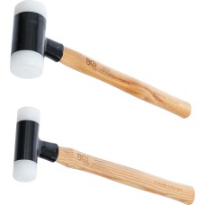 BGS Technic Dead Blow Hammer Set | Hickory Handle | Soft Head | Ø  30 / 45 mm | 300 / 550 g | 2 pcs.