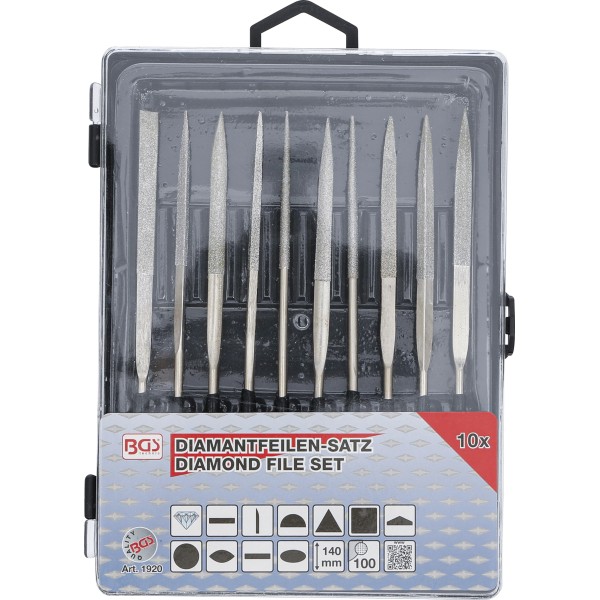 BGS Technic Diamond File Set | straight | 140 x 3 mm | 10 pcs. BGS Technic Diamond File Set | straight | 140 x 3 mm | 10 pcs.