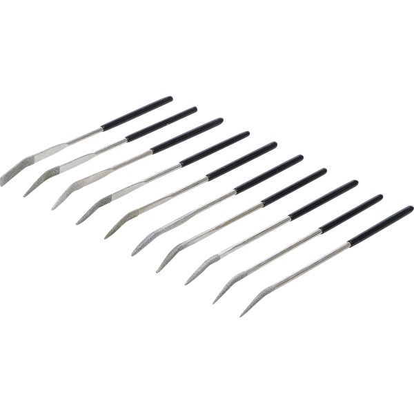 BGS Technic Diamond Hole File Set | bent | 140 x 3 mm | 10 pcs. BGS Technic Diamond Hole File Set | bent | 140 x 3 mm | 10 pcs.