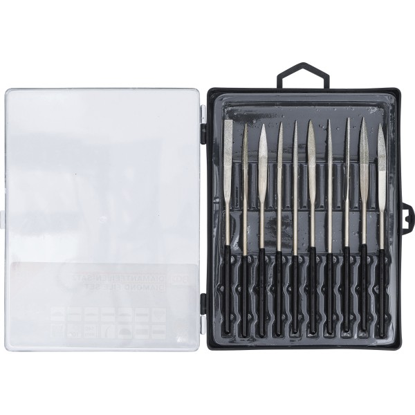 BGS Technic Diamond Hole File Set | bent | 140 x 3 mm | 10 pcs. BGS Technic Diamond Hole File Set | bent | 140 x 3 mm | 10 pcs.
