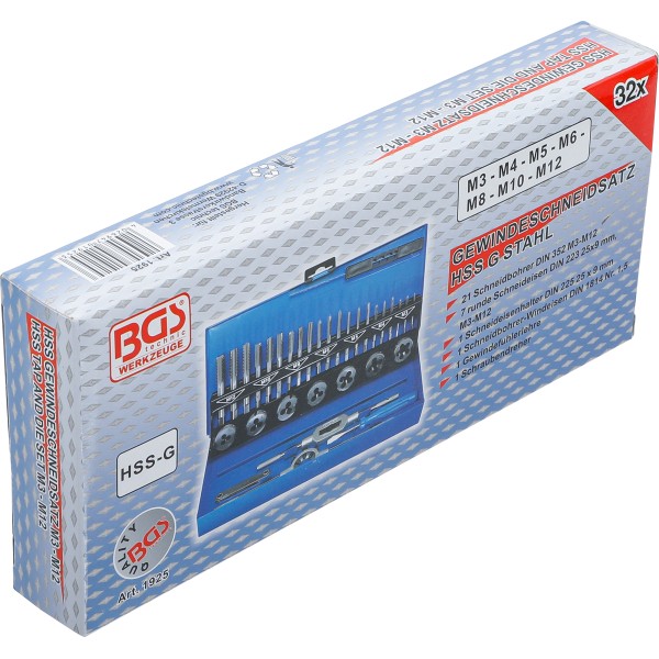 BGS Technic Tap and Die Set | M3 - M12 | 32 pcs. BGS Technic Tap and Die Set | M3 - M12 | 32 pcs.