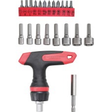 BGS Technic Bit / Socket Set | with Ratchet T-Handle for Bits, reversible | 22 pcs.