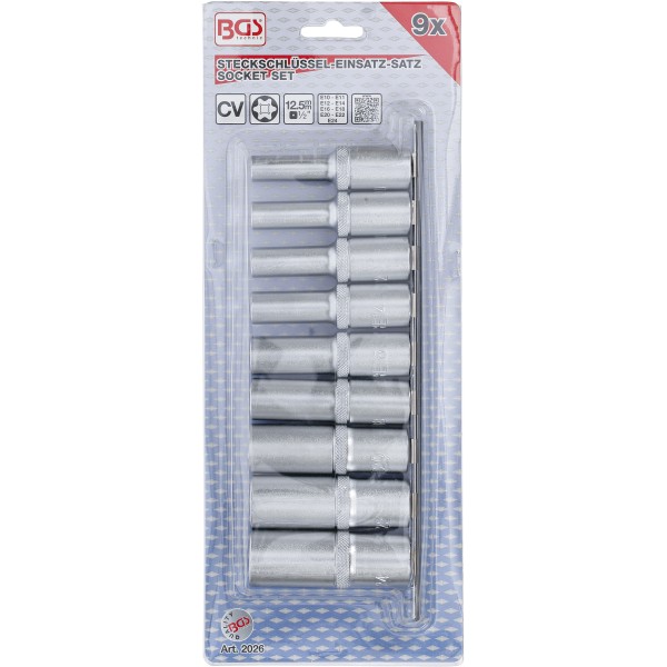 BGS Technic Socket Set, E-Type, deep | 12.5 mm (1/2 BGS Technic Socket Set, E-Type, deep | 12.5 mm (1/2