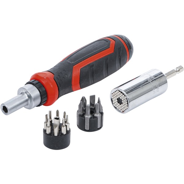 BGS Technic Precision Bit / Multi Socket Set | with Ratchet Spinner Handle for Bits, reversible | 17 pcs. BGS Technic Precision Bit / Multi Socket Set | with Ratchet Spinner Handle for Bits, reversible | 17 pcs.