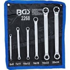 BGS Technic Double Ring Spanner Set with E-Type Ring Heads | E6 x E8 - E20 x E24 | 6 pcs.