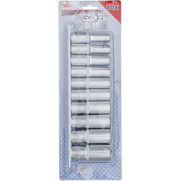 BGS Technic Socket Set, Hexagon, deep | 12.5 mm (1/2 BGS Technic Socket Set, Hexagon, deep | 12.5 mm (1/2