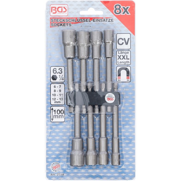 BGS Technic Socket Set, Hexagon | extra long | 6.3 mm (1/4 BGS Technic Socket Set, Hexagon | extra long | 6.3 mm (1/4