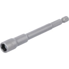 BGS Technic Socket, Hexagon, extra long | for electric drills | 6.3 mm (1/4