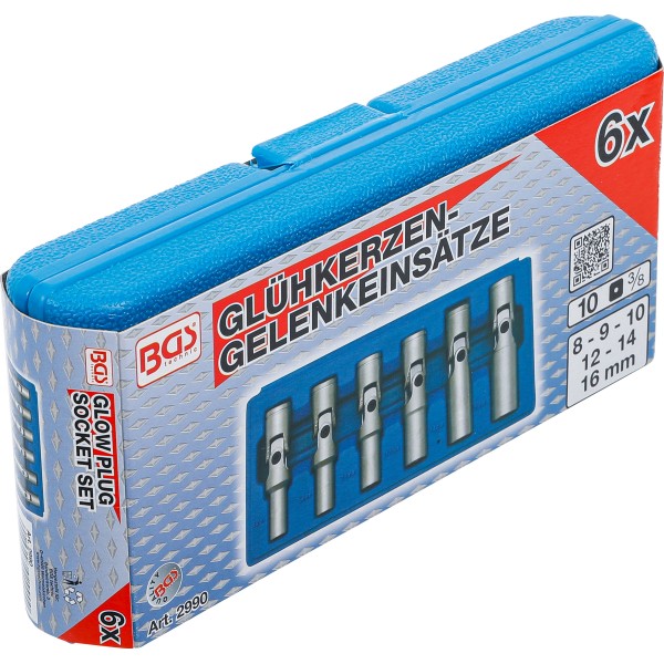 BGS Technic Universal Joint Glow Plug Set, Hexagon | 10 mm (3/8 BGS Technic Universal Joint Glow Plug Set, Hexagon | 10 mm (3/8