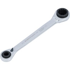 BGS Technic Double Ended Ratchet Wrench | 4-in-1 | 10 x 13-17 x 19 mm