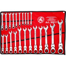 BGS Technic Ratchet Combination Wrench Set | flexible Heads | 6 - 32 mm | 22 pcs.