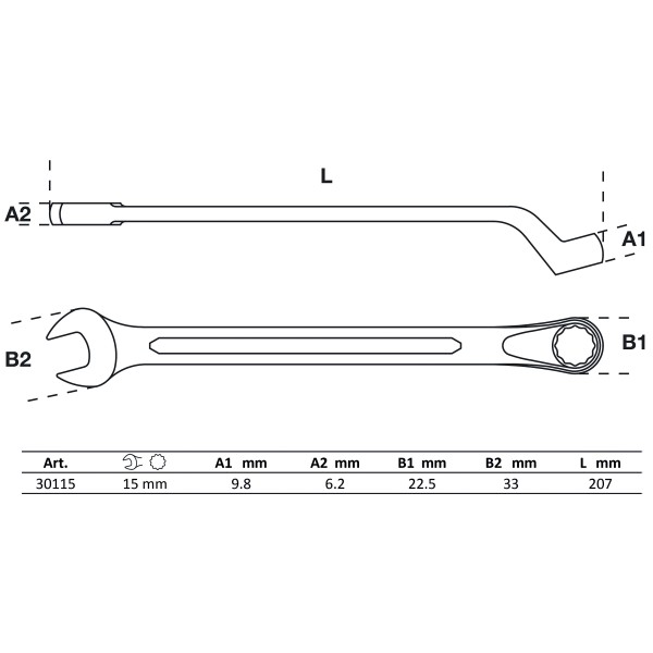 BGS Technic Combination Spanner | offset | 15 mm BGS Technic Combination Spanner | offset | 15 mm