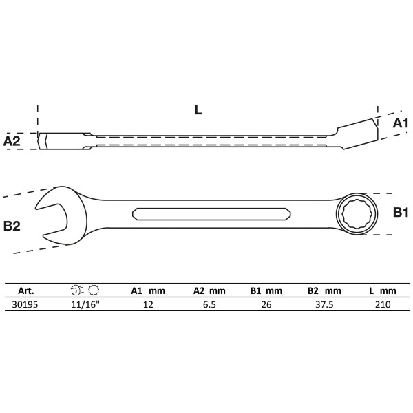 BGS Technic Combination Spanner | 11/16 BGS Technic Combination Spanner | 11/16