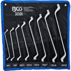 BGS Technic Double Ring Spanner Set | deep offset ends | 6 x 7 - 20 x 22 mm | 8 pcs.
