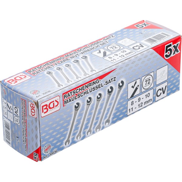 BGS Technic Ratchet Combination Wrench Set | open | 5 pcs. BGS Technic Ratchet Combination Wrench Set | open | 5 pcs.
