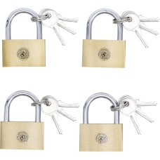 BGS Technic Brass Padlock Set | simultaneous locking | 40 mm | 4 pcs.