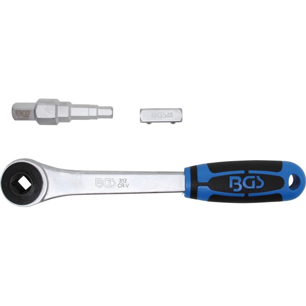 BGS Technic Push-through Ratchet with Adaptor and Step Wrench | internal square 12.5 mm (1/2 BGS Technic Push-through Ratchet with Adaptor and Step Wrench | internal square 12.5 mm (1/2