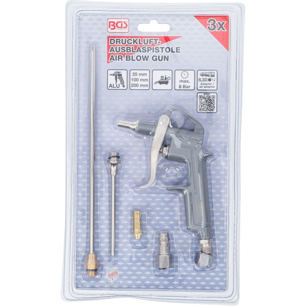 BGS Technic Air Blow Gun | Aluminium Pressure Die Casting | with 3 Nozzles BGS Technic Air Blow Gun | Aluminium Pressure Die Casting | with 3 Nozzles