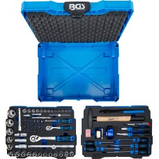 BGS Technic Socket, Hammer, Pliers, Screwdriver Set | 6.3 mm (1/4") / 12.5 mm (1/2") | BGS systainer® | 77 pcs.