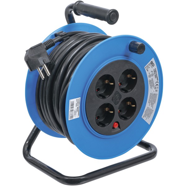 BGS Technic Cable Reel | 15 m | 3 x 1,5 mm² | 4 Socket Outlets | IP 20 | 3000 W BGS Technic Cable Reel | 15 m | 3 x 1,5 mm² | 4 Socket Outlets | IP 20 | 3000 W