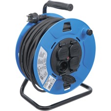 BGS Technic Cable Reel | 50 m | 3 x 1,5 mm² | 4 Socket Outlets with Sealing Cap | IP 44 | 3500 W