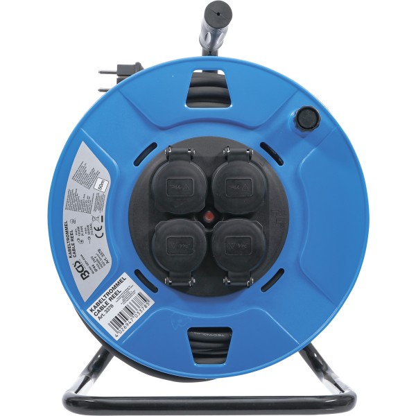 BGS Technic Cable Reel | 50 m | 3 x 1,5 mm² | 4 Socket Outlets with Sealing Cap | IP 44 | 3500 W BGS Technic Cable Reel | 50 m | 3 x 1,5 mm² | 4 Socket Outlets with Sealing Cap | IP 44 | 3500 W
