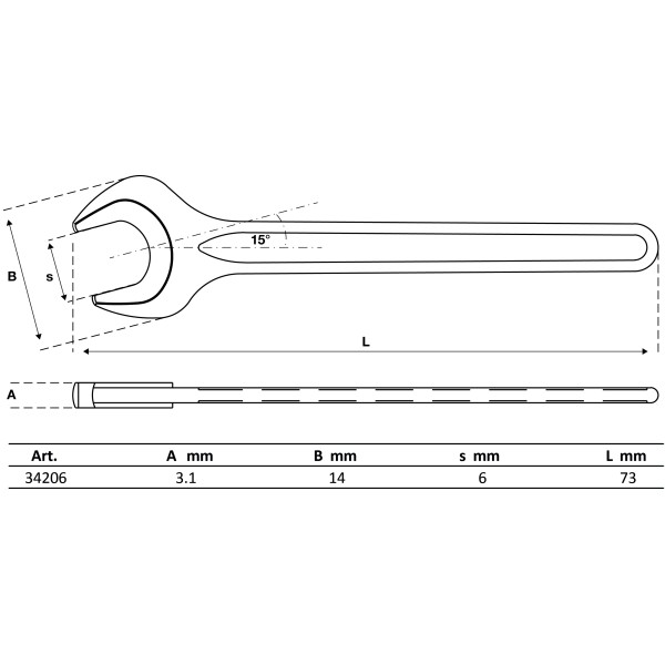 BGS Technic Single Open End Spanner | DIN 894 | 6 mm BGS Technic Single Open End Spanner | DIN 894 | 6 mm
