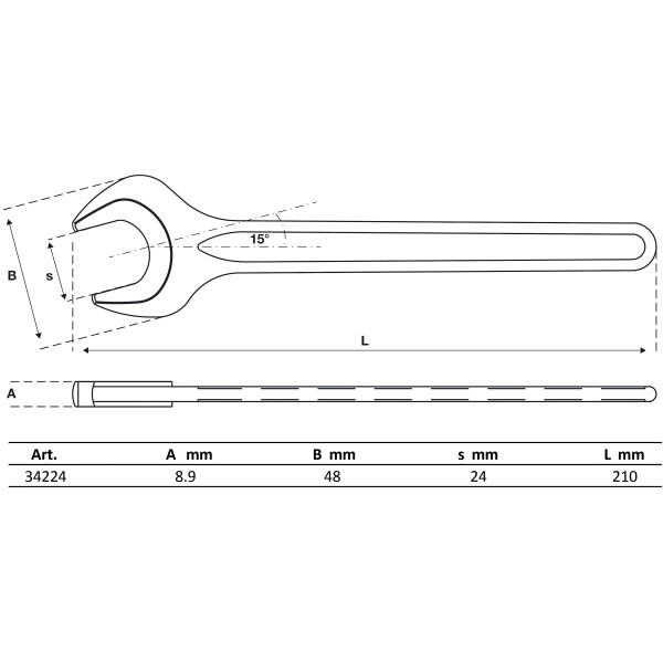 BGS Technic Single Open End Spanner | DIN 894 | 24 mm BGS Technic Single Open End Spanner | DIN 894 | 24 mm