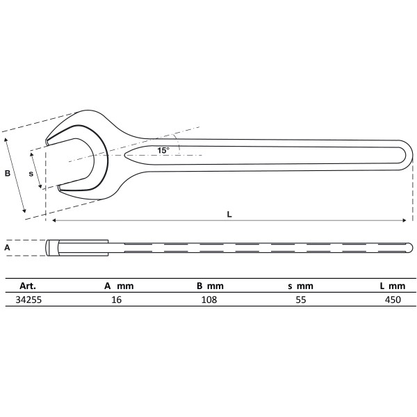 BGS Technic Single Open End Spanner | DIN 894 | 55 mm BGS Technic Single Open End Spanner | DIN 894 | 55 mm