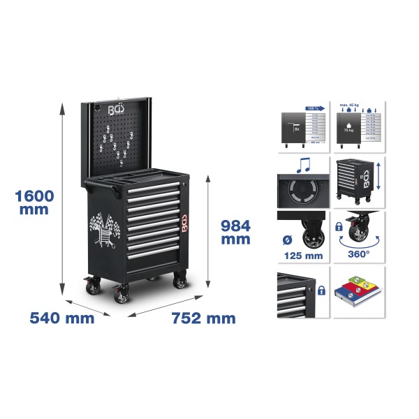 BGS Technic Workshop Trolley | 8 Drawers | with 263 Tools BGS Technic Workshop Trolley | 8 Drawers | with 263 Tools