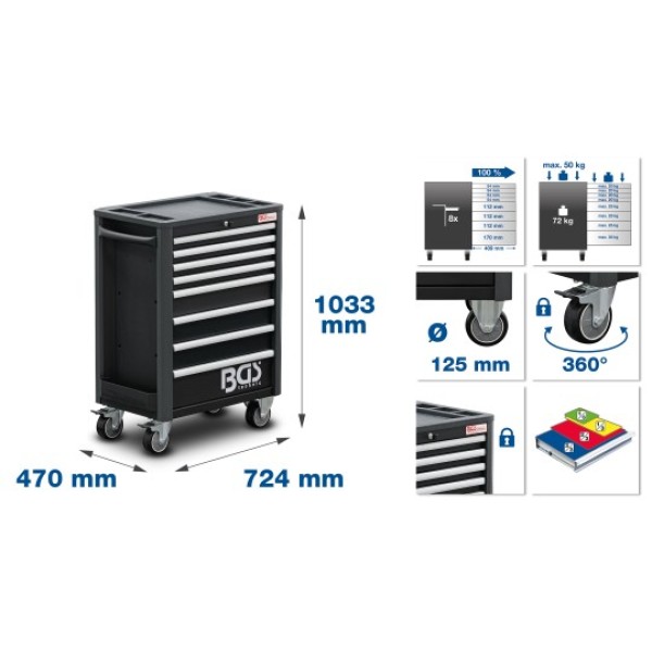 BGS Technic Workshop Trolley | 8 Drawers | empty BGS Technic Workshop Trolley | 8 Drawers | empty