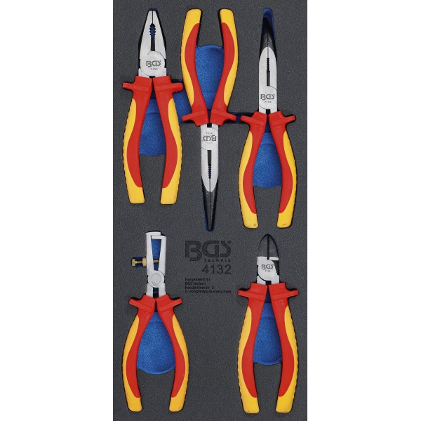 BGS Technic Tool Tray 1/3: VDE Pliers Set | 5 pcs. BGS Technic Tool Tray 1/3: VDE Pliers Set | 5 pcs.